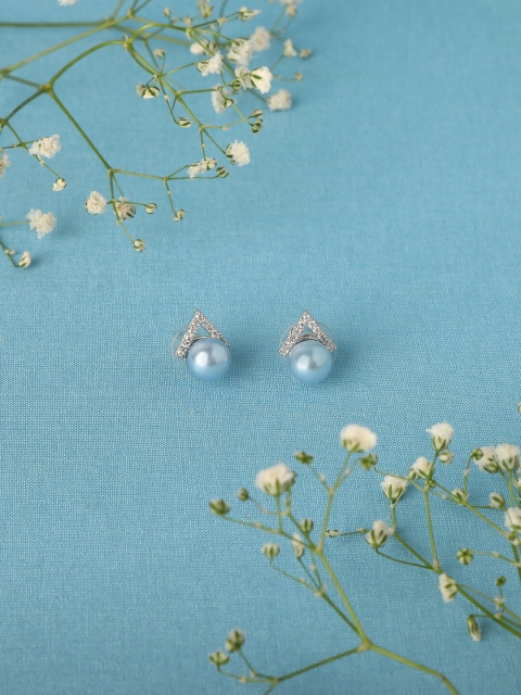 

ZINU Silver-Toned Contemporary Studs Earrings