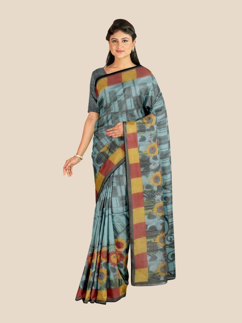 

Kalamandir Blue & Red Printed Saree