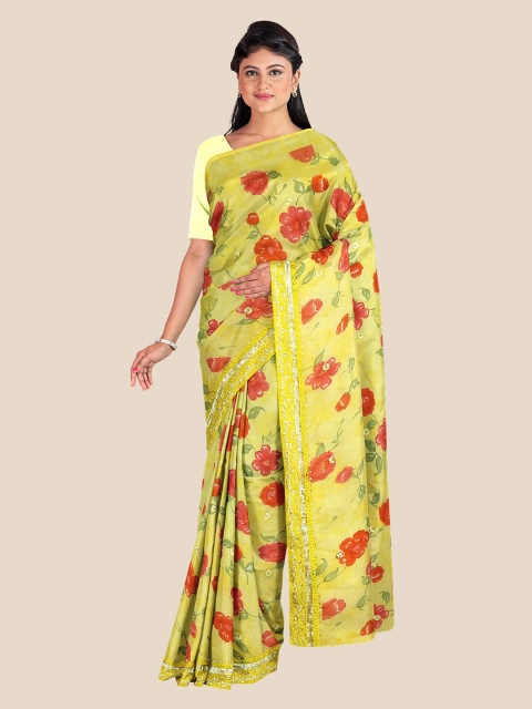 

Kalamandir Yellow & Red Floral Saree