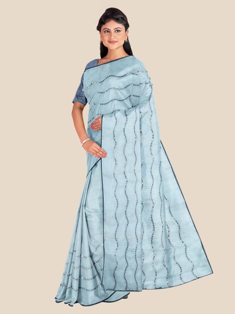 

Kalamandir Blue & Navy Blue Embellished Silk Blend Saree