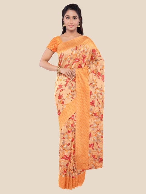 

Kalamandir Orange & Red Floral Silk Blend Saree