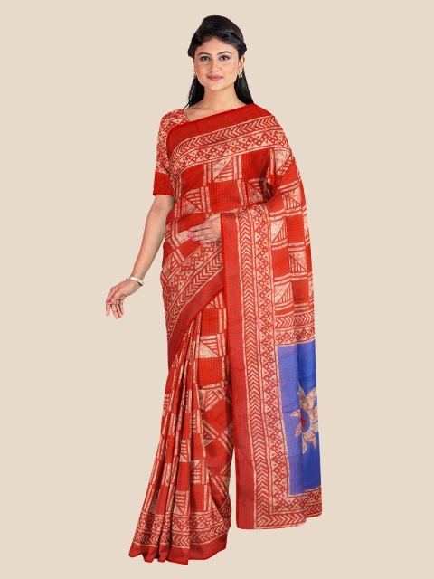 

Kalamandir Red & Blue Silk Blend Banarasi Saree