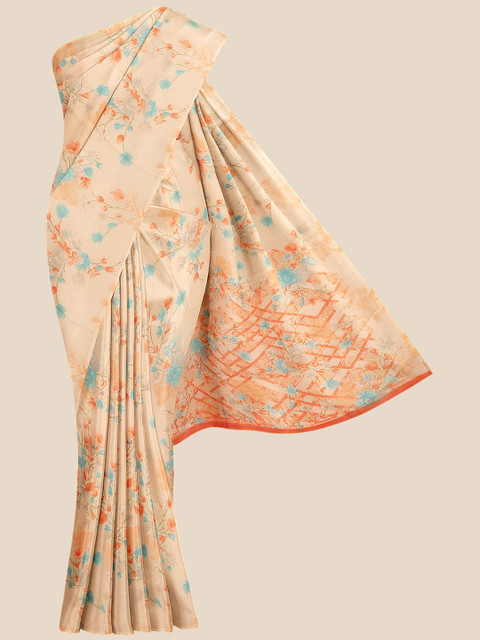 

Kalamandir Peach-Coloured & Orange Floral Printed Saree
