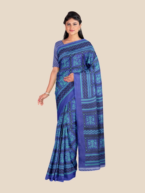 

Kalamandir Navy Blue Silk Blend Saree