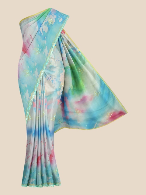 

Kalamandir Women Green Silk Blend Printed Saree with Blouse