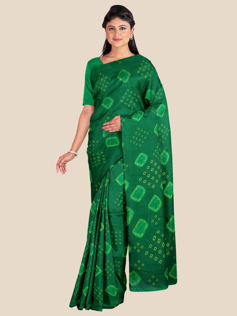 

Kalamandir Green Bandhani Saree