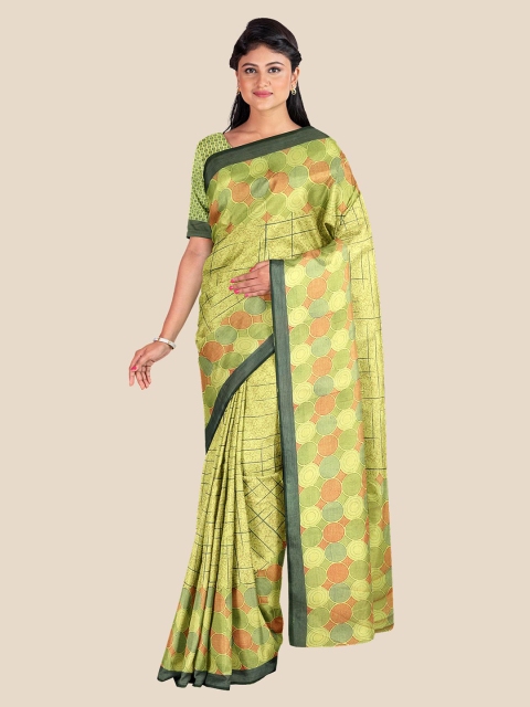 

Kalamandir Yellow & Orange Geometric Printed Saree