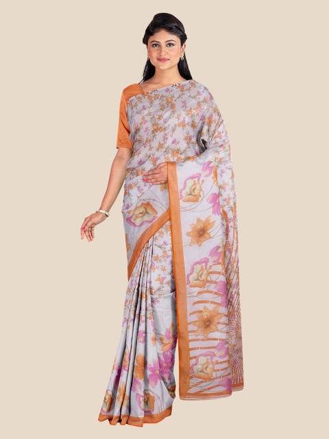 

Kalamandir Orange & Pink Floral Zari Saree