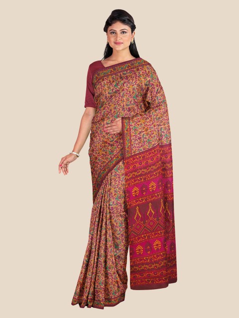 

Kalamandir Women Orange Printed Poly Georgette Saree with Blouse