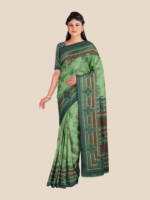 

Kalamandir Green & Red Printed Silk Blend Saree