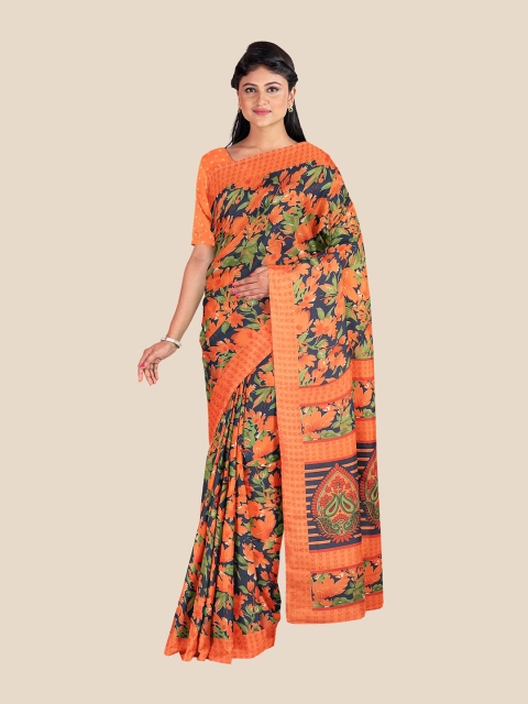 

Kalamandir Navy Blue Floral Silk Blend Saree