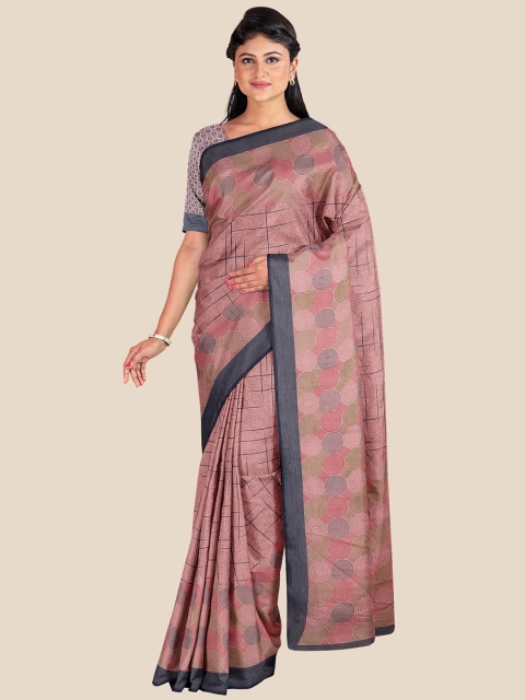 

Kalamandir Peach-Coloured & Black Printed Silk Blend Saree