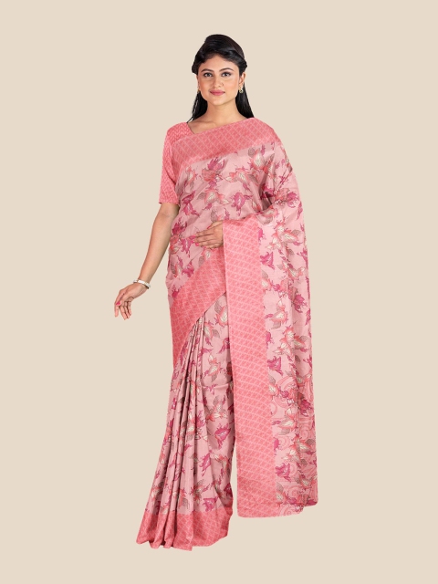 

Kalamandir Peach-Coloured Floral Printed Silk Blend Saree