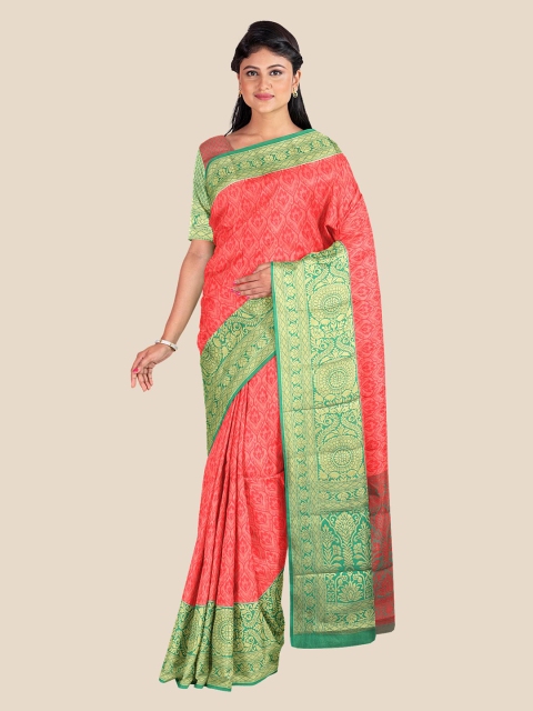 

Kalamandir Red & Green Woven Design Silk Blend Banarasi Saree