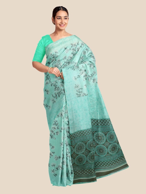 

Kalamandir Green & Grey Floral Printed Saree