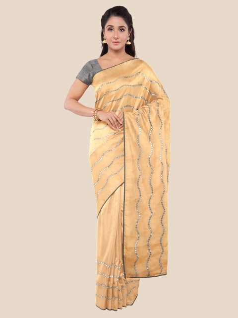 

Kalamandir Beige & Grey Embellished Silk Blend Saree