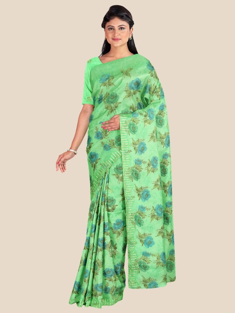 

Kalamandir Women Green Printed Poly Georgette Saree with Blouse