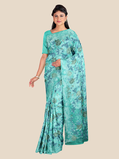 

Kalamandir Sea Green Floral Printed Saree