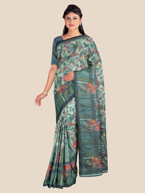 

Kalamandir Green & Grey Floral Saree