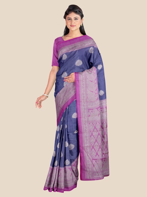 

Kalamandir Navy Blue & Purple Floral Silk Blend Saree