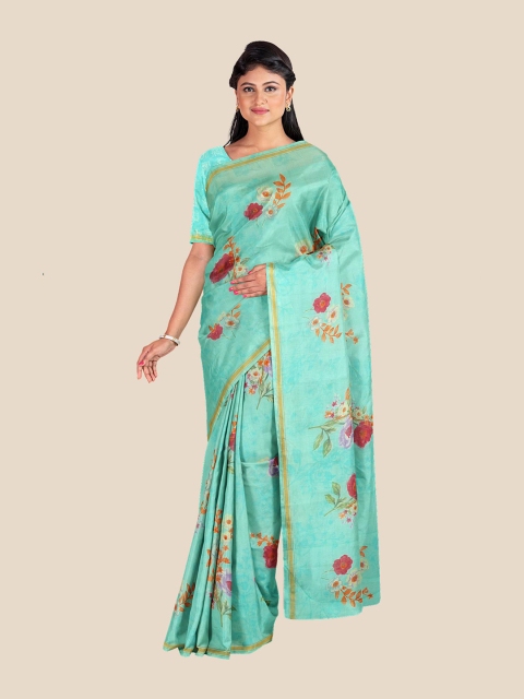 

Kalamandir Blue & Red Floral Silk Blend Saree