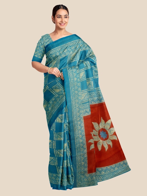 

Kalamandir Blue & Beige Silk Blend Banarasi Saree