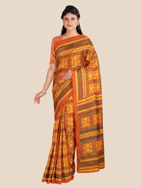 

Kalamandir Orange & Yellow Silk Blend Saree