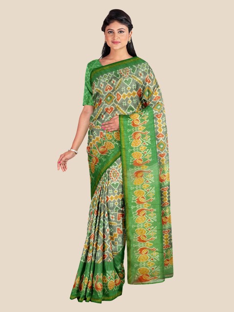 

Kalamandir Grey & Green Floral Silk Blend Saree