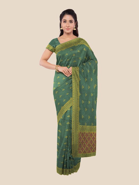 

Kalamandir Green & Red Woven Design Silk Blend Banarasi Saree