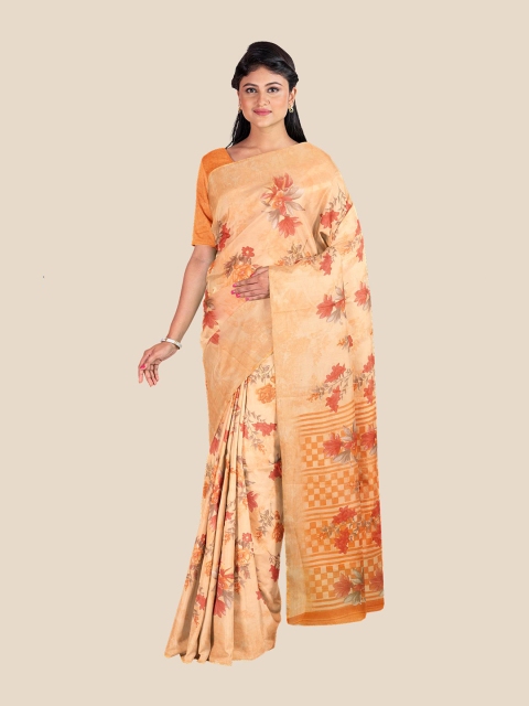 

Kalamandir Orange & Red Floral Printed Saree