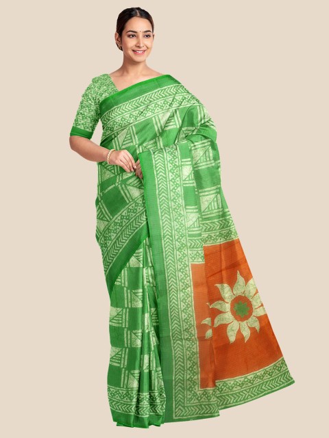 

Kalamandir Green & Brown Silk Blend Banarasi Saree