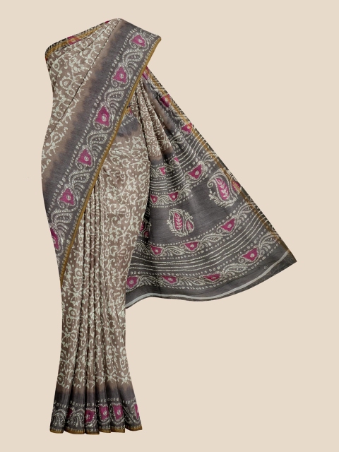 

Kalamandir Brown & Pink Floral Printed Saree
