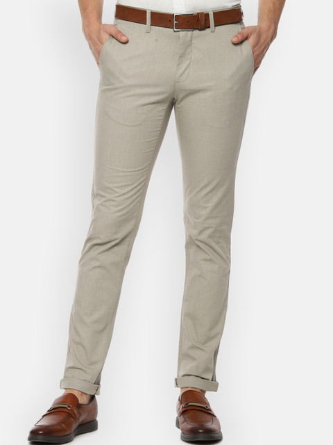 

Van Heusen Sport Men Beige Textured Slim Fit Trousers