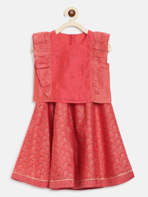 

Fabindia Girls Coral Printed Ready to Wear Cotton Lehenga Choli