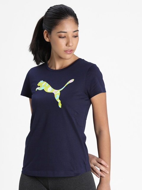

Puma Women Blue Brand Logo Graphic Printed T-shirt