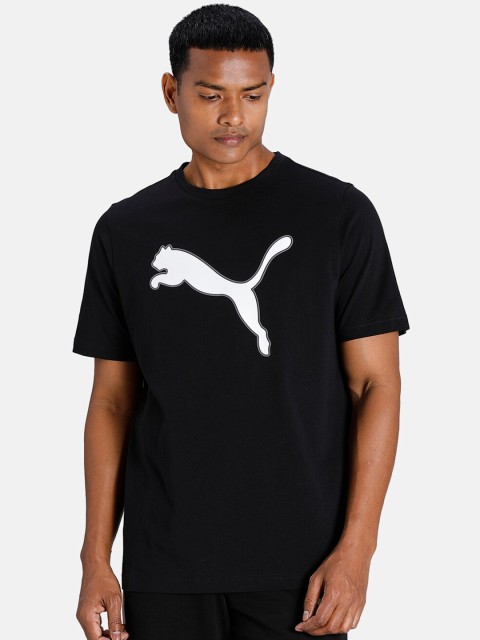 

Puma Men Black & White Brand Logo Printed T-shirt