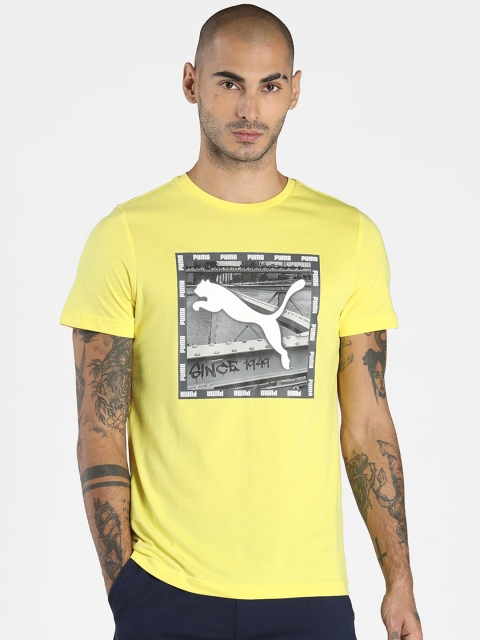 

Puma Men Yellow & Grey Graphic Printed T-shirt