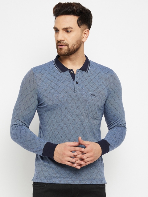 

Adobe Men Blue Printed Polo Collar Pockets T-shirt