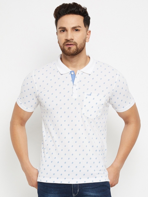 

Adobe Men White Printed Polo Collar T-shirt