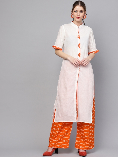 

ZOEYAMS Women White Regular Pure Cotton Kurta with Palazzos