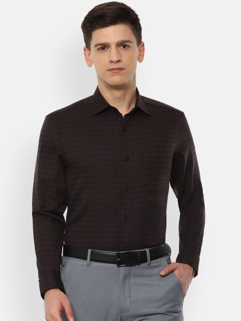 

Louis Philippe Men Brown Opaque Checked Formal Shirt