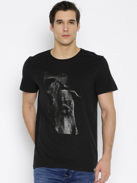 

Puma Men Black Printed Round Neck T-shirt