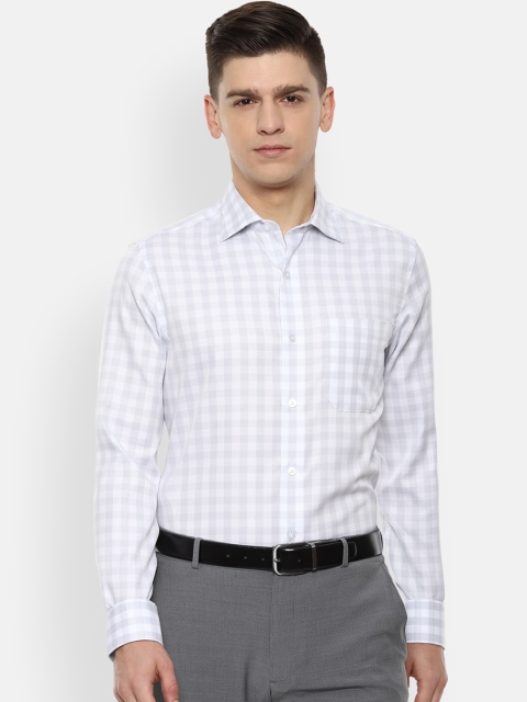 

Louis Philippe Permapress Men Grey & White Opaque Checked Pure Cotton Formal Shirt