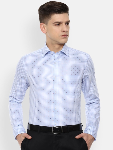 

Louis Philippe Men Blue Opaque Checked Formal Shirt