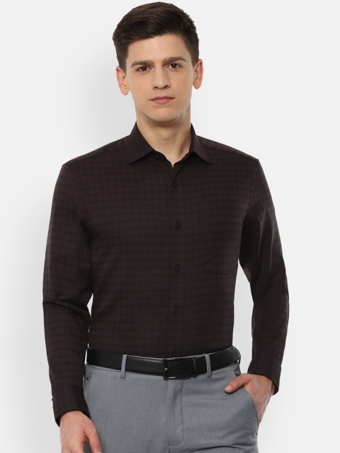 

Louis Philippe Men Brown Opaque Checked Formal Shirt