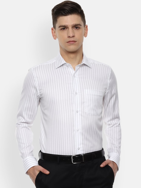 

Louis Philippe Permapress Men White Opaque Striped Formal Shirt
