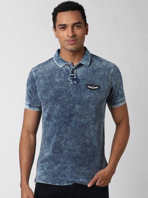 

Peter England Casuals Men Blue Solid Polo Collar Slim Fit T-shirt