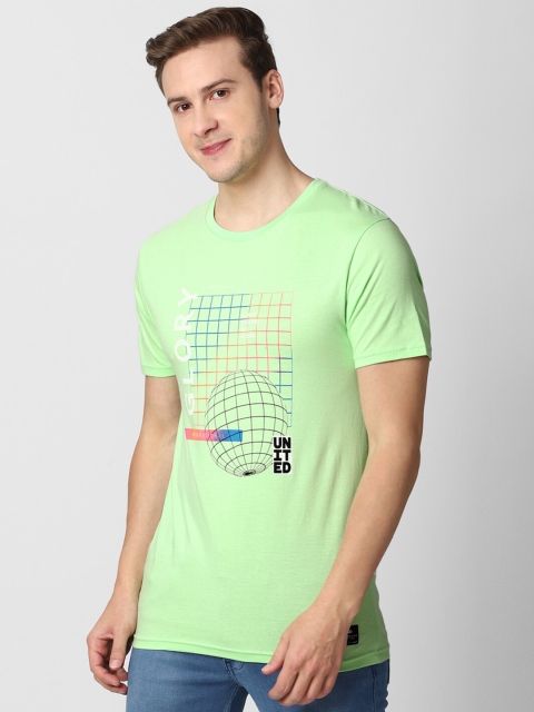 

Peter England Casuals Men Green Printed Slim Fit T-shirt