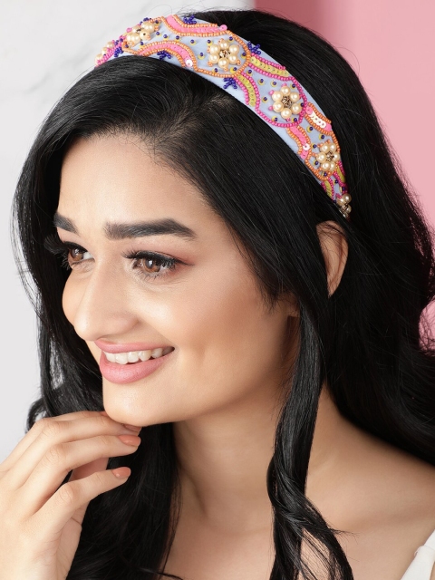 

Rubans Women Blue and Pink Floral Embellished Hairband