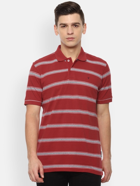 

Van Heusen Sport Men Red Striped Polo Collar Pockets T-shirt